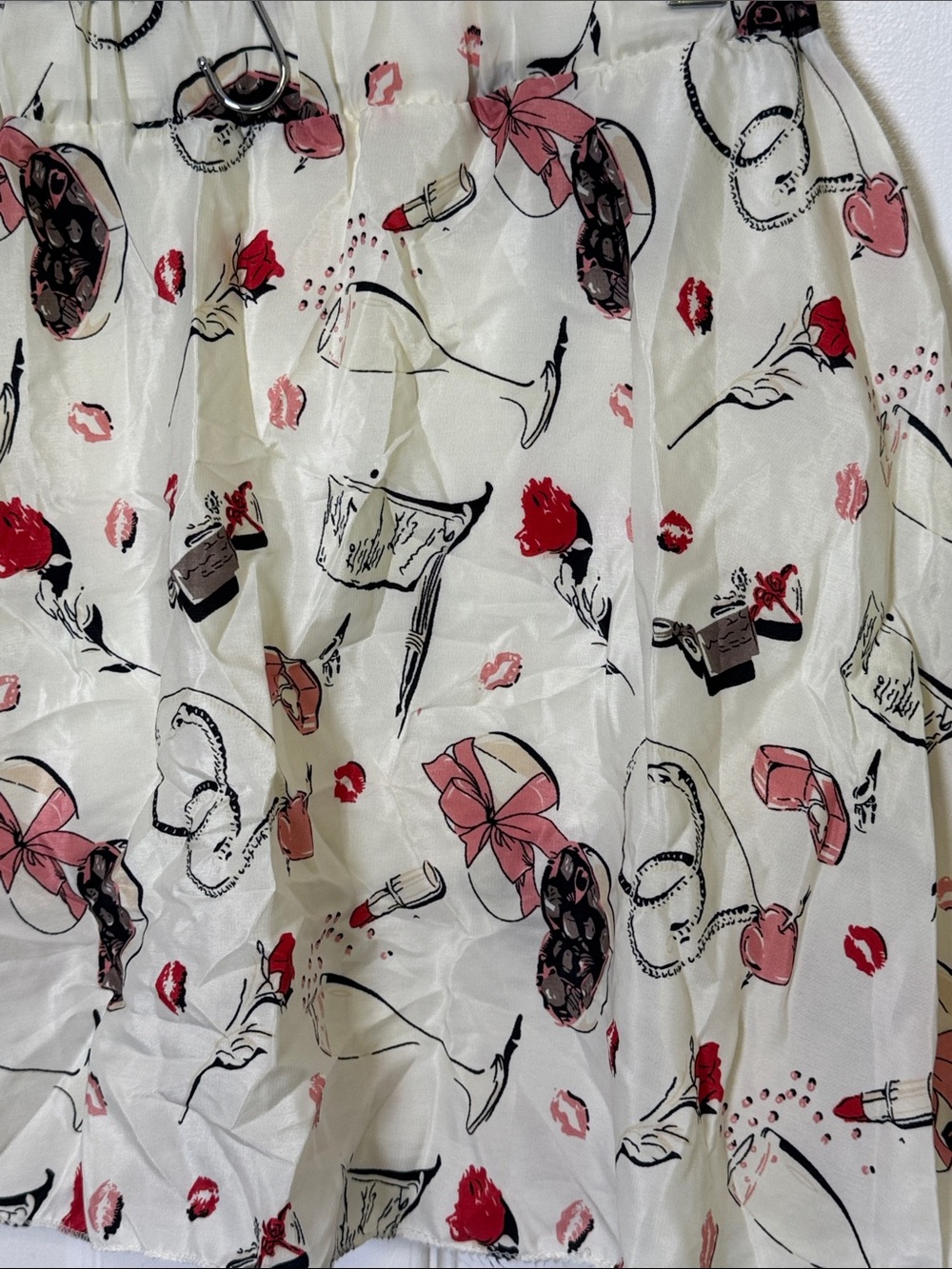 Vintage Print Fashion-Themed Mini Skort | Lipstick Perfume Parisian Coquette - Picture 4 of 5